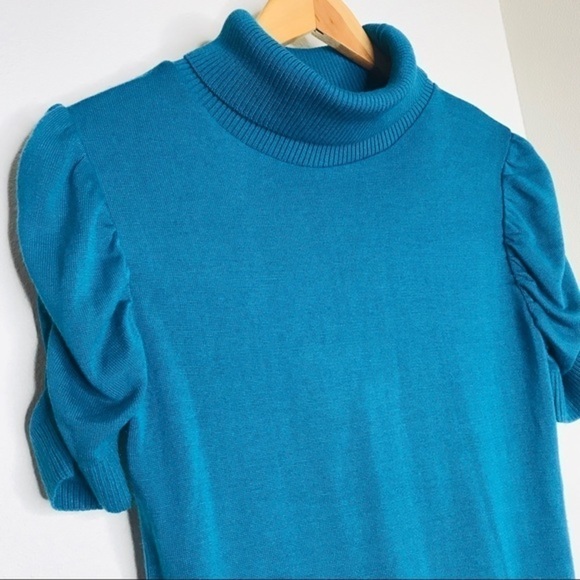 Bcx Teal Short Sleeve Turtleneck Tunic Sweater - Picture 2 of 8